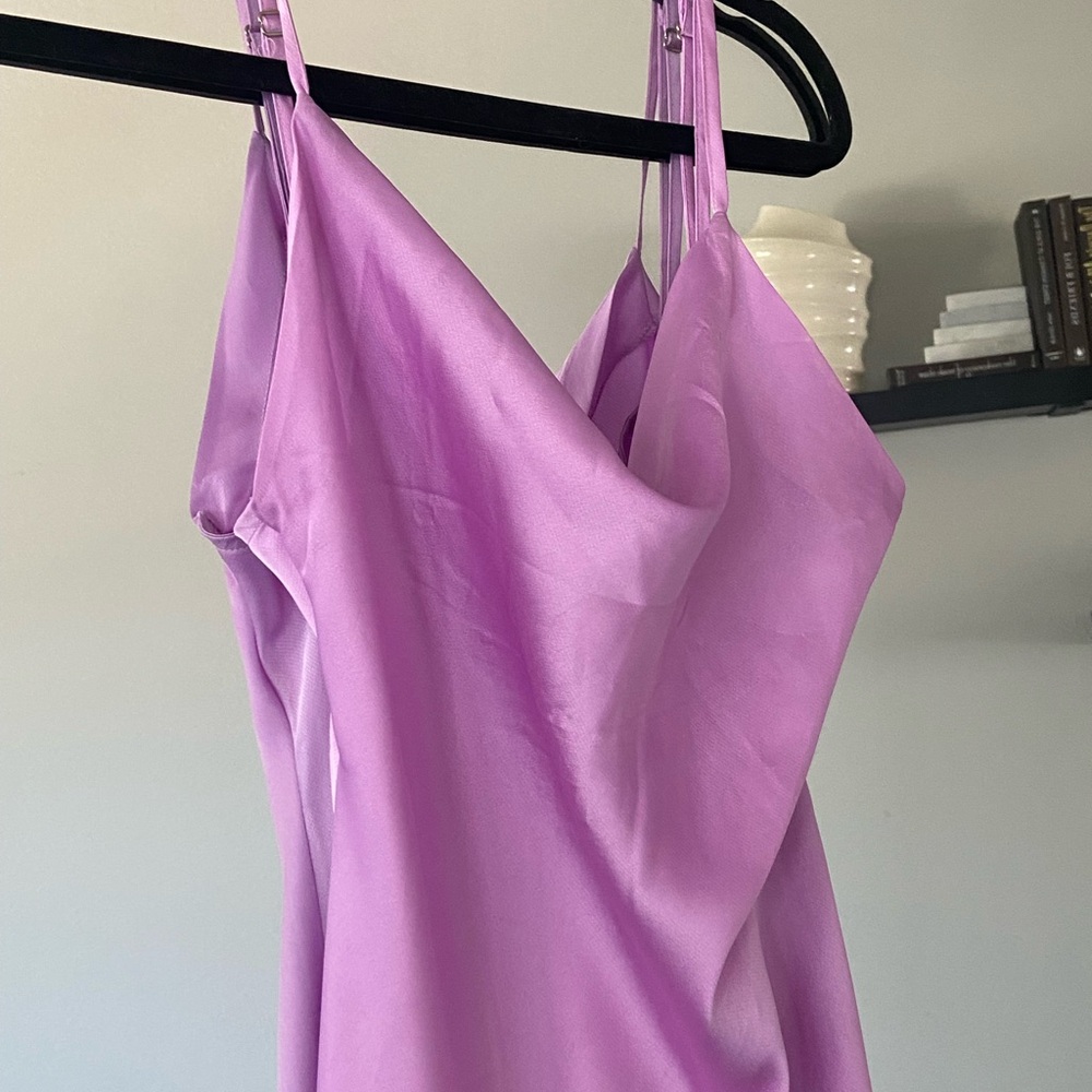 Elegant Lavender Satin Slip Dress
